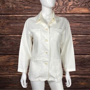 Gap 4-Pocket Front Off-White Linen Shirt Jacket